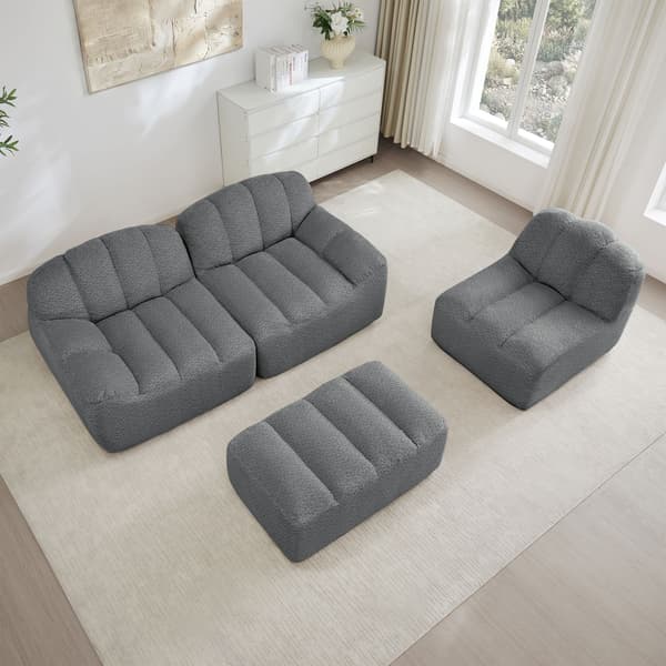 HOMAIRE 3-sits modulsoffa i L-form med ottoman, grå Grå 288 x 165 x 79 cm