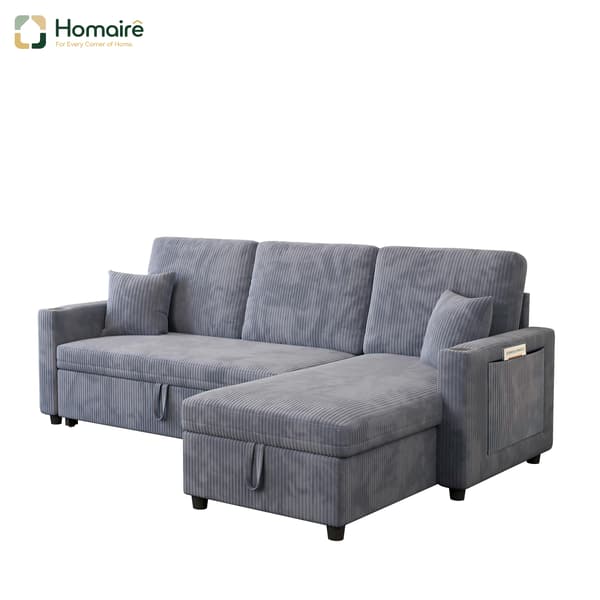 HOMAIRE L-formad soffa med bäddfunktion och förvaring, grå Manchester Grå 72 x 59 x 43 cm