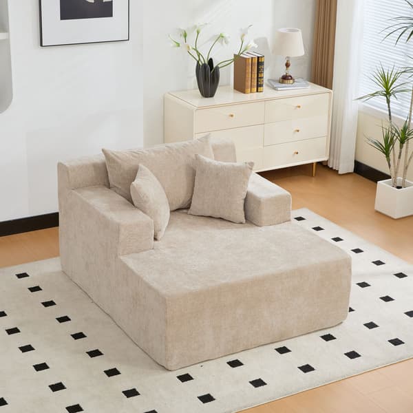 HOMAIRE modulsoffa i chenille med 30D högelastiskt skum, ljus khaki Light Khaki