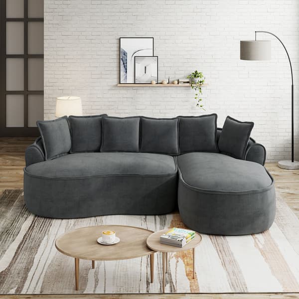 HOMAIRE L-format modulsoffa i chenille, extra djup med kuddar, grå Grå 252 x 164 x 67 cm