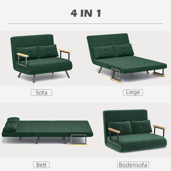 HOMAIRE Fällbart bäddsoffa 4-i-1 med sovfunktion i sammetstyp, 183x98,5 cm, grön Grön 102 x 73 x 81 cm