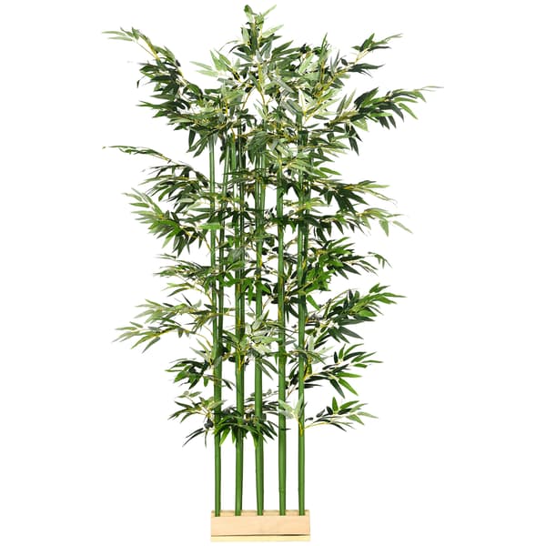 HOMAIRE konstgjord bambu 180 cm, realistisk grön konstväxt i polyester och bambu, lättskött för inomhusbruk Grön