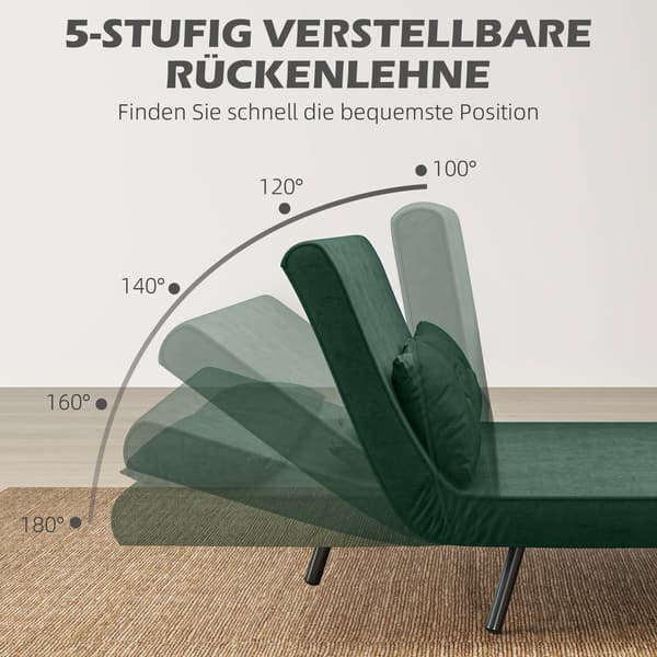 HOMAIRE Fällbart bäddsoffa 4-i-1 med sovfunktion i sammetstyp, 183x98,5 cm, grön Grön 102 x 73 x 81 cm