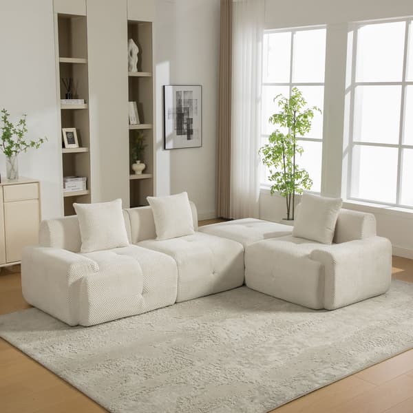 HOMAIRE modulsoffa i chenille med 30D högelastiskt skum, beige Beige
