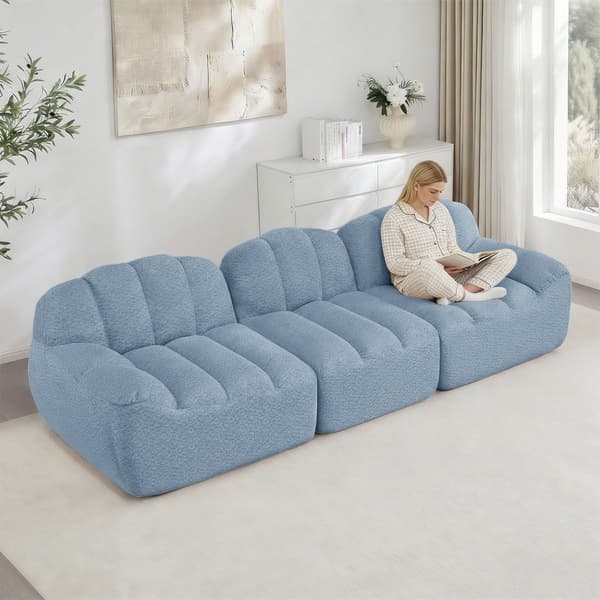 HOMAIRE 3-sits U-format modulsoffa med 2 ottomaner, blå Blå 288 x 165 x 79 cm