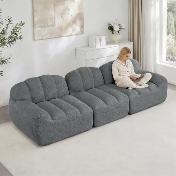 HOMAIRE 3-sits U-format modulsoffa med 2 ottomaner, grå Grå 288 x 165 x 79 cm