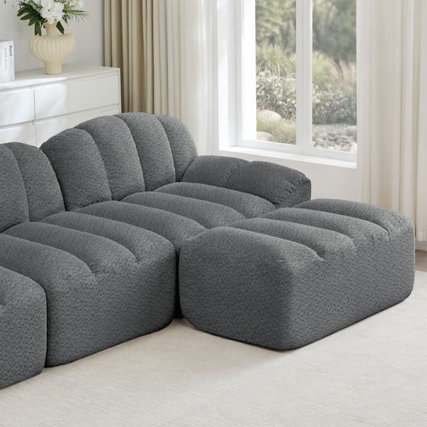 HOMAIRE 3-sits U-format modulsoffa med 2 ottomaner, grå Grå 288 x 165 x 79 cm