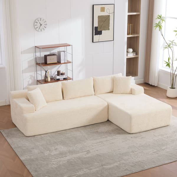 HOMAIRE modulsoffa i chenille med högelastiskt skum, elfenbensvit Ivory