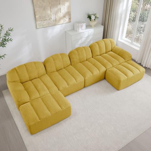 HOMAIRE 4-sits U-format modulsoffa med 2 ottomaner, gul Gul 366 x 165 x 79 cm