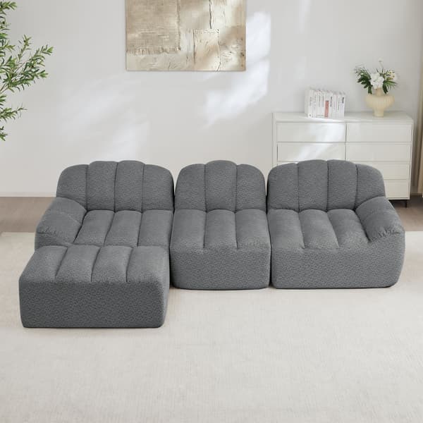 HOMAIRE 3-sits modulsoffa i L-form med ottoman, grå Grå 288 x 165 x 79 cm