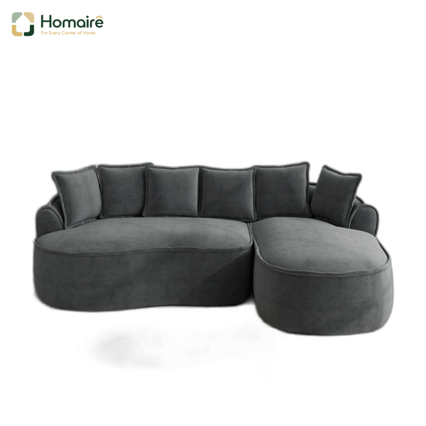 HOMAIRE L-format modulsoffa i chenille, extra djup med kuddar, grå Grå 252 x 164 x 67 cm