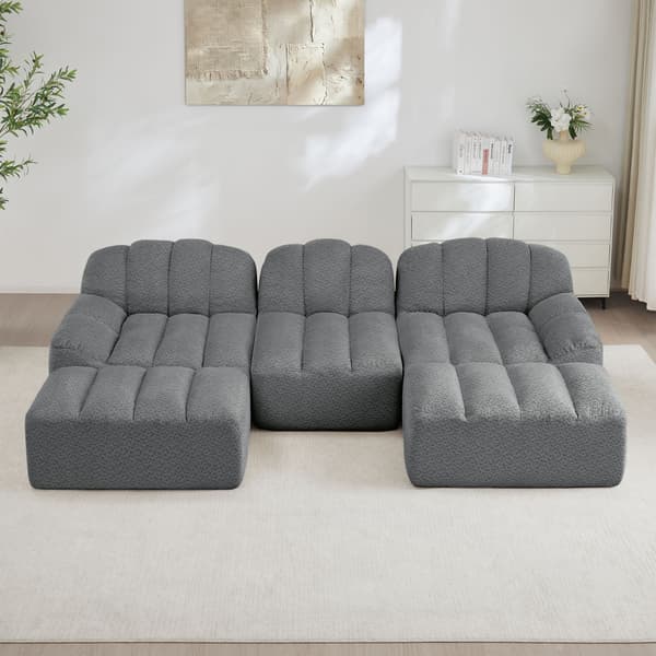HOMAIRE 3-sits U-format modulsoffa med 2 ottomaner, grå Grå 288 x 165 x 79 cm