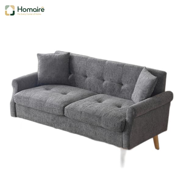 HOMAIRE Chenille-soffa med tjocka kuddar, grå, dubbelsoffa för vardagsrum och sovrum Grå 162 x 74 x 77 cm