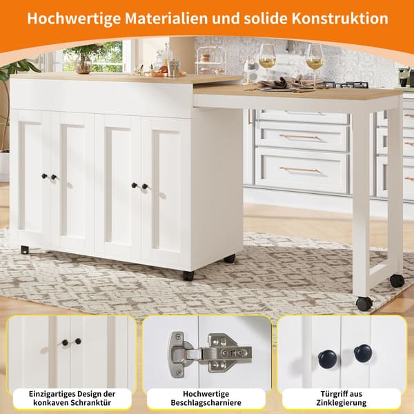HOMAIRE Modernt utdragbart matbord med förvaringsutrymme, vit Vit