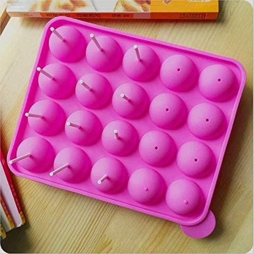 Silikonkakeform 20 hulrom Halvsirkelform Party Cupcake Bakeform Kake Pops Pinneform, Paier med pinne