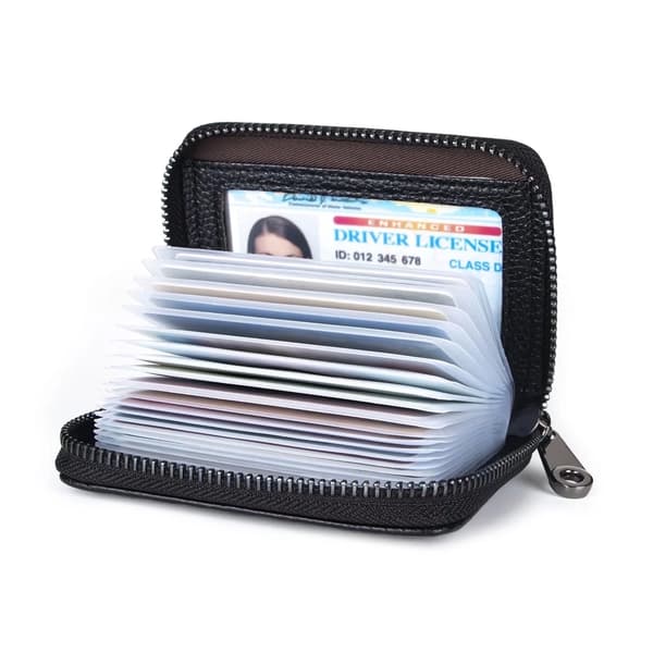 Äkta Läder RFID-skyddad Kortplånbok Black
