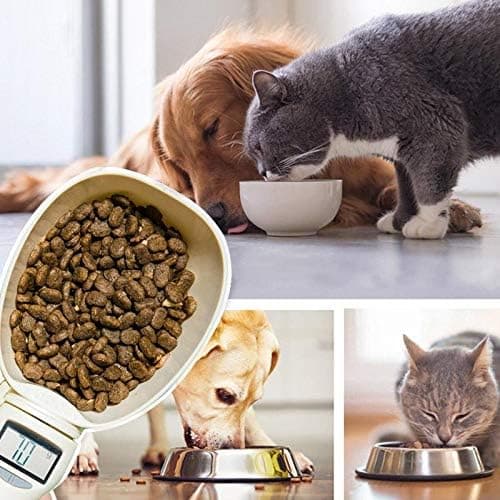 Hundefoder Vægtkop Kattefoderskål Køkkenvægtskål Ske Målekop Bærbar LED Display Hvid
