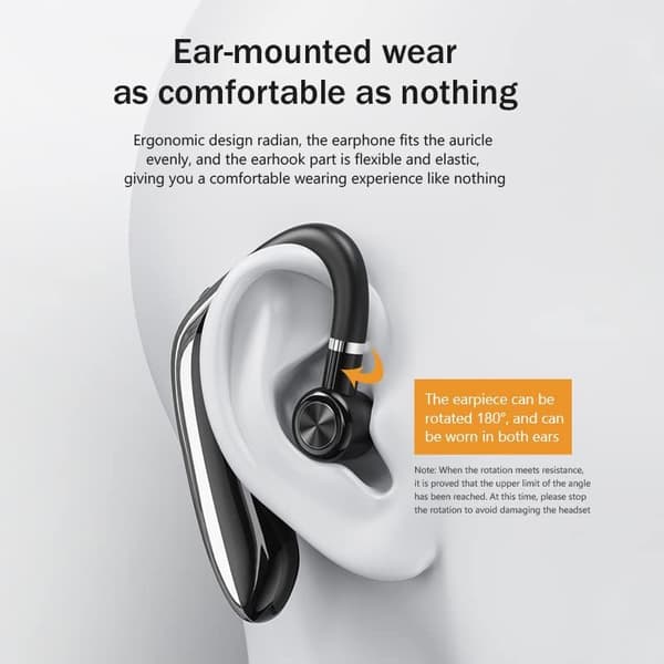 Bluetooth Headset Trådlöst Bluetooth-öronsnäcka 98H Samtalstid Bluetooth Headset för Mobiltelefoner Brusreducerande Mikrofon Handsfree-samtal Trådlöst