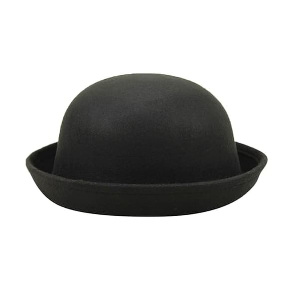 Elegant Voksen Solid Hatt Rull Opp Brem Panama Bowler Hatt Bøttehatt Black