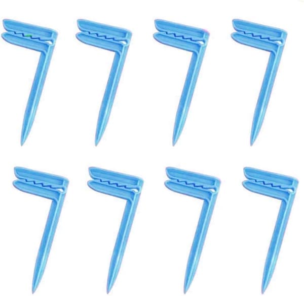 Utomhusankare, strandhandduk/picknickmatta ankarclips, 8-pack (blå)