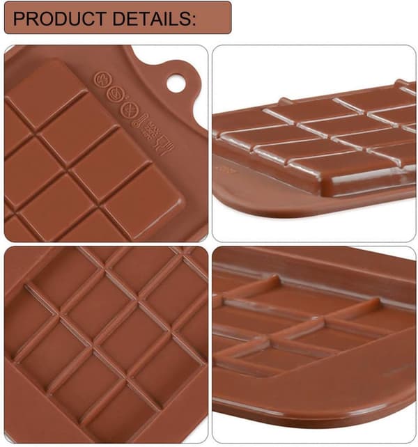 5-delt chokoladebarform, DIY silikoneform, silikone chokoladeform, slik gelé kagebageform