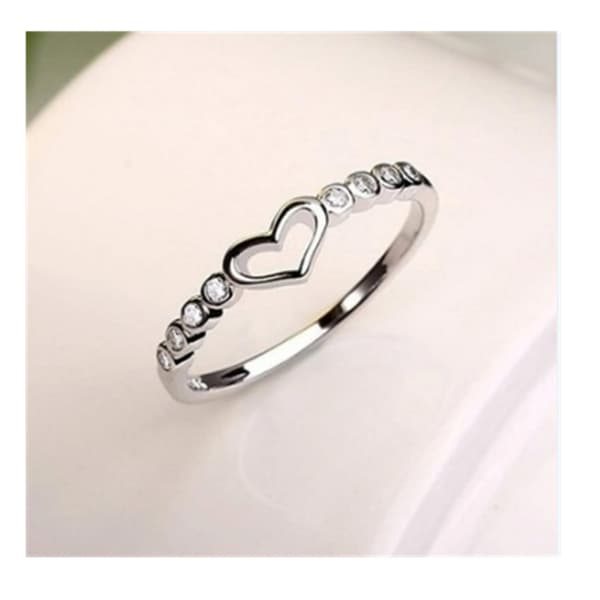 Udsalgsringe til kvinder Dame 925 Sterling Sølv Blå Safir Ring CZ Ædelsten Hjerte Vielsesring