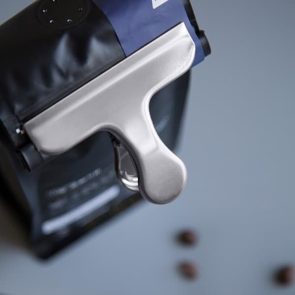 10-pakning skrapklyper i rustfritt stål, papirklyper, for kaffe, mat og brødposer.