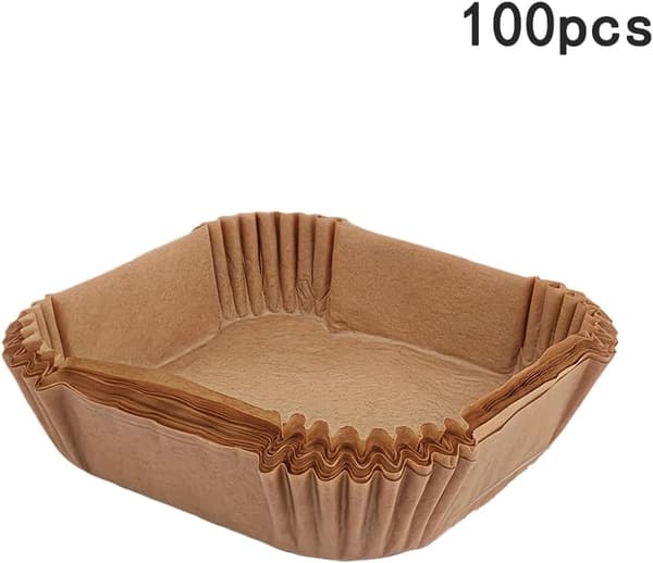 Air Fryer Pappersfoder 100 st Engångspergamentfoder Non-Stick och Oljesäkra för Enkel Rengöring/Fyrkantig