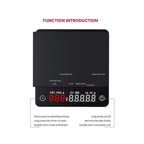 Mini Smart Köksvåg Precision Digital Kaffevåg Espresso Med Timer