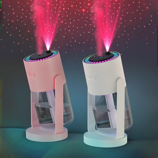 Bærbar Ultralyd Luftfukter, Mini Bil Luftfukter Diffuser Med Stjerneprojektorlys, Stille Luftdiffuser Med USB-Lading For Hjemmebil (1 hvit)