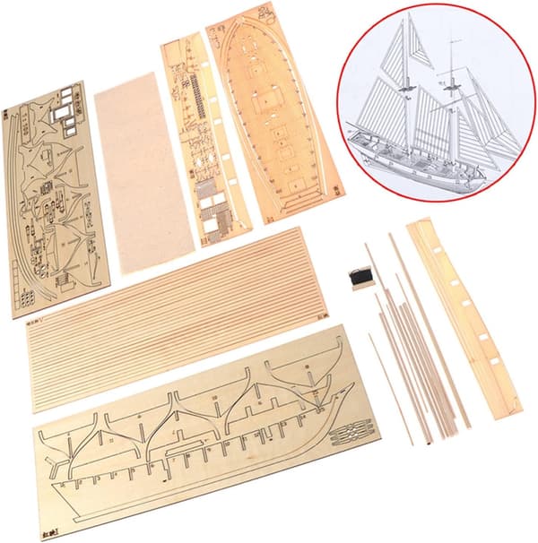1:100 Träsegelbåtsmodell DIY-kit Båtmontering Dekoration Present DIY-samling