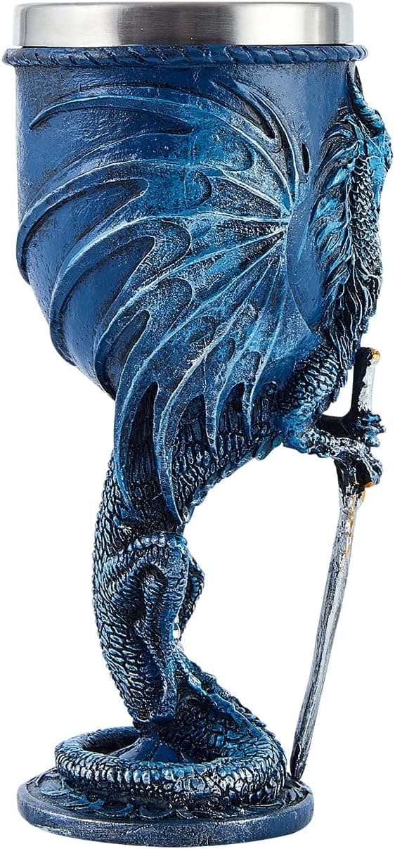 Blå Drage Bæger Rustfrit Stål Dungeons and Dragons Gave Bæger Vinglas 7 oz. (Blå Sværd Drage)