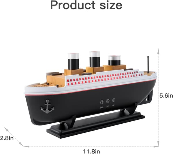 Titanic Luftfukter 250ml, Eterisk Olje Diffuser Kjølig Tåke Ultralyd Aroma Aromaterapi Diffuser med Fjernkontroll 7 Lys 2 Tåkemodus Auto