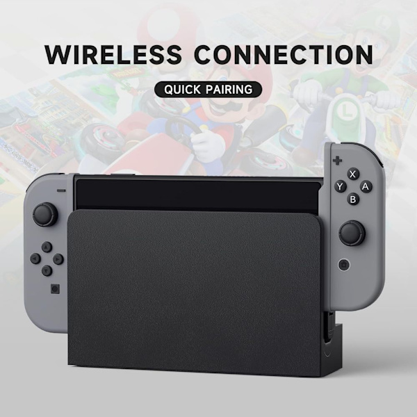 Trådløs controller til Switch, erstatning trådløs L/R controller understøtter dobbelt vibration/vækning charcoal grey