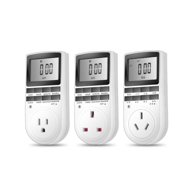 230V 13A Timer Switch Socket Elektronisk Digital UK Plug-in Programmerbar 7 Dagars 12/24 Timmars Timer Socket