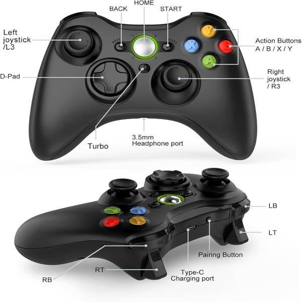 Trådløs spillkontroller for Windows PC/PS3/Android/Switch/Steam Deck, dobbel-vibrerende gamepad joystick dataspillkontroller med Turbo/Hall-utløser