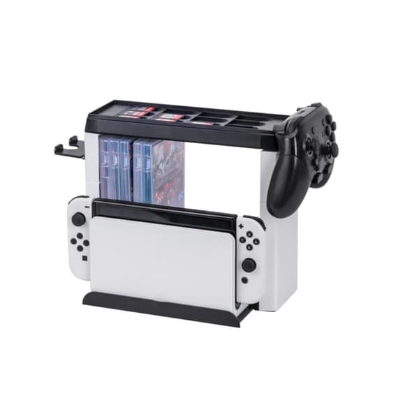 Spillekonsol Gamepad Opbevaringstårn Stand til Nintendo Switch OLED, Sort Hvid Black White