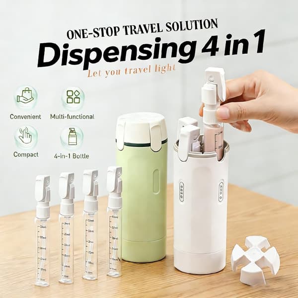 4-i-1 Bärbar Kosmetisk Schampodispenser Förvaringsflaska Plast Resevänlig Kompakt Design för Semester Affärsresa 2st