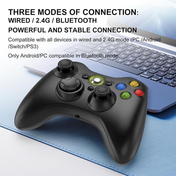 Trådlös spelkontroll för Windows PC/PS3/Android/Switch/Steam Deck, dubbelvibrerande gamepad-joystick datorspelkontroll med Turbo/Hall-trigger