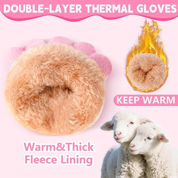2 par vinterhandskar för pojkar och flickor - Varma stickade termiska kabelstickade handskar med fleecefoder i ull för kallt väder