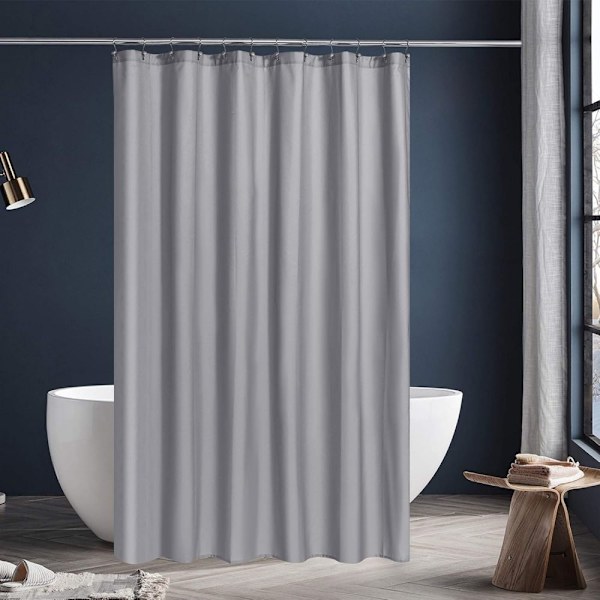 Vattentätt Duschdraperifoder i Tyg, Tvättbart, Lättviktigt Duschdraperifoder, 200x180cm 2st silver gray