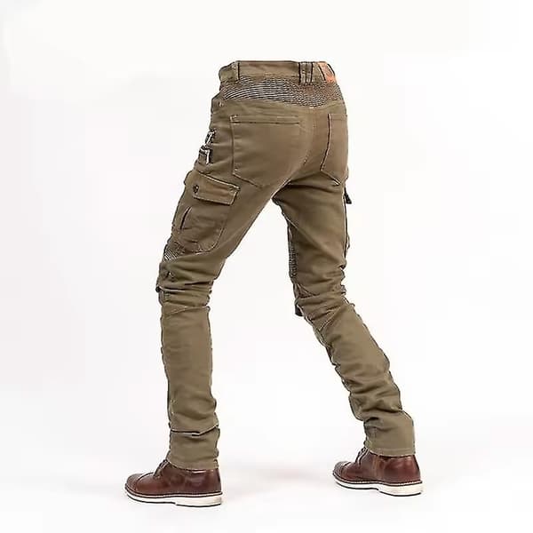 Motorcykelbyxor Herr Moto Jeans Skyddsutrustning Ridning Khaki S