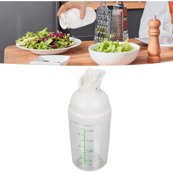 Salaattikastikepullo, 200 ml / 7,03 oz Salaattikastikepullo Kastikepullo Maustesekoitin Maustepullo kaatonokalla White