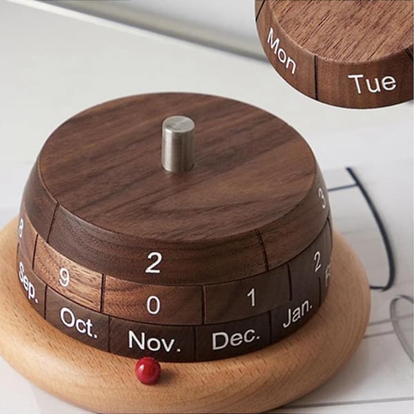 Træ Skrivebordskalender Dekoration, Evighedskalender