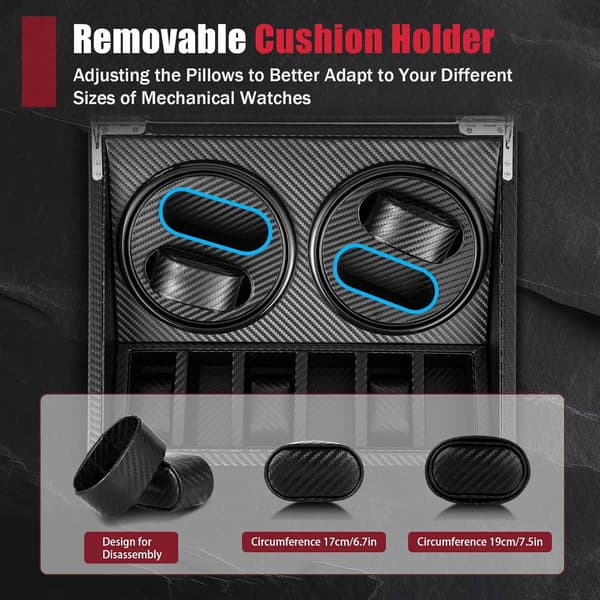 Carbon Luksus Uroptrækker / Urkasse 4 + 6 Sort Black one size