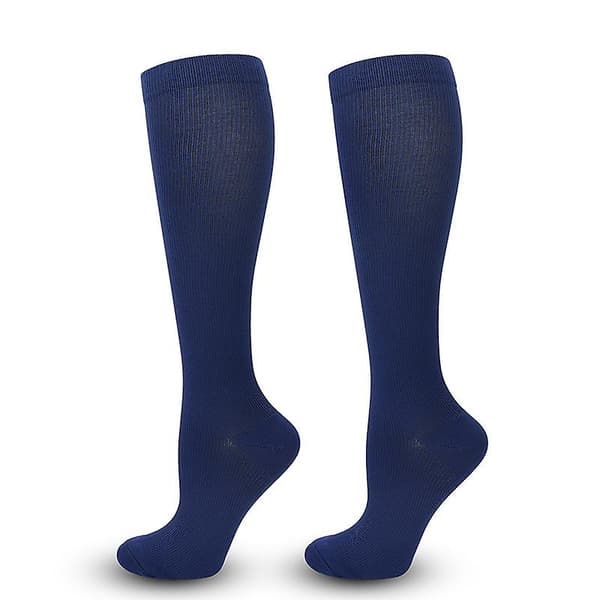 Herr Dam Slim Compression Strumpor Anti Fatigue Sport Pressure Solid Running Elastisk 1 Par XXL Navy