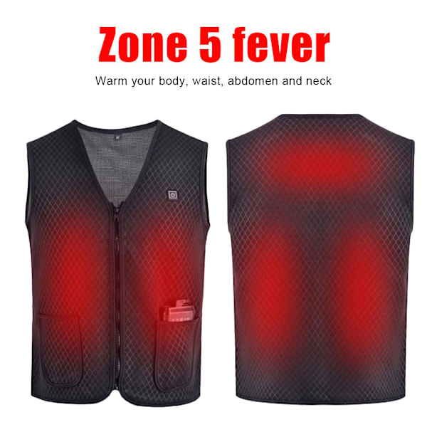 Värmeväst 5 värmezoner Svart/Grå XL XL