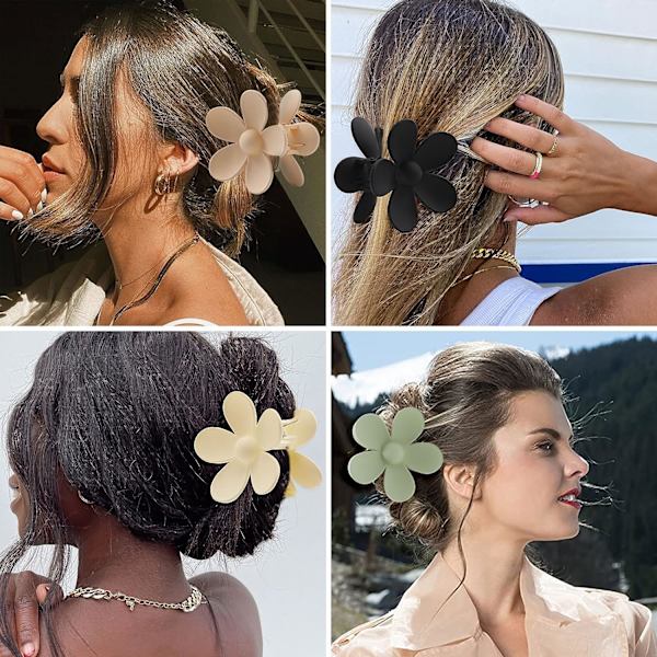 Hårspenner, 6 matte blomsterhårspenner, 6 farger