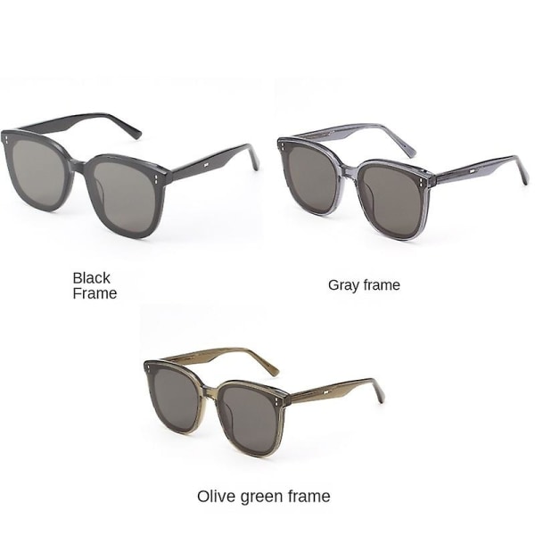 Sunglasses Female Personality Black Sun Glasses Male Sun Protection UV Protection Acetate Sunglasses M104 JAC*K1E Olive green frame