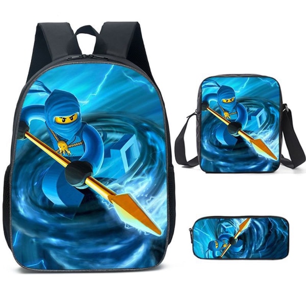 3Pcs/Set Ninjagoes Printed Backpack Set with Shoulder Bag Pencil Case School Bag Travel Daypack Lightweight Bookbags